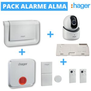 Hager Pack Alarme Alma Rlp003f Avec Sirene Exterieure, Caméra Wifi Et Backup Gsm - Hager - Rlp003f