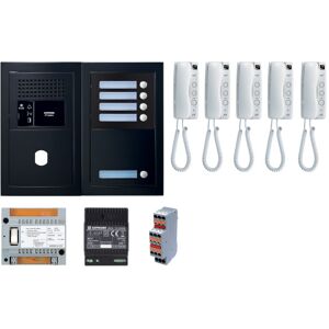 Pack Gt Audio 5 Bp Programme Avec Platine Facade Noire Satin 200448 - Aiphone Gtba5eb