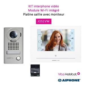 Aiphone Kit Portier Vidéo Aiphone - Platine Saillie - Module Wi-Fi Intégré - Jos1vw 130413