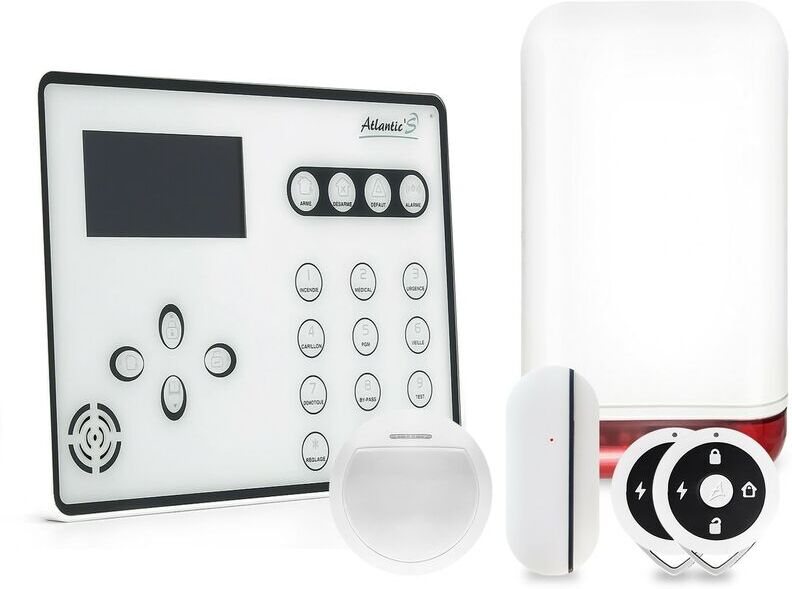 ATLANTIC'S Alarme GSM ATEOS - Kit 3 avec sirène flash autonome - Blanc - Atlantic's