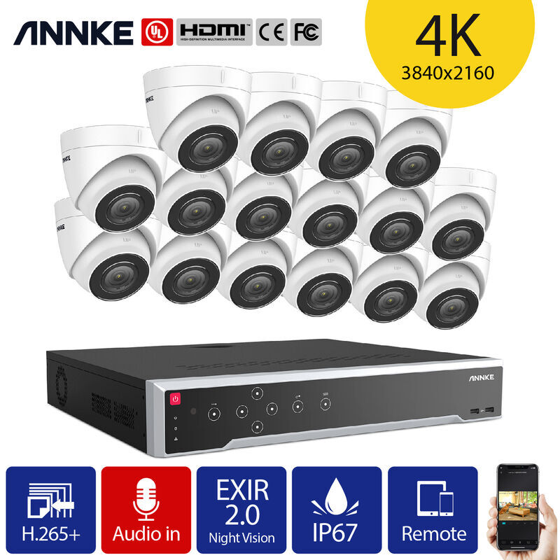 ANNKE 8CH Système de sécurité vidéo réseau Super HD PoE 5MP 4 caméras style A