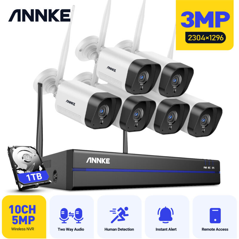 ANNKE Système de caméra de sécurité IP WiFi 8CH avec 6 caméras de