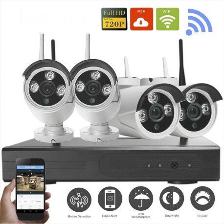Grantek Kit VidéoSurveillance IP WiFi Extérieur 4 Caméras + Enregistreur NVR