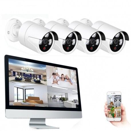 Grantek Kit Vidéosurveillance WiFi Sans fil NVR Ecran 16 + 4 Caméras