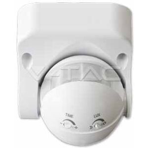 V-Tac Sensore Di Movimento Infrarossi Crepuscolare A Parete 180° Mod. Vt-8003 - Sku  4967 - Bianco