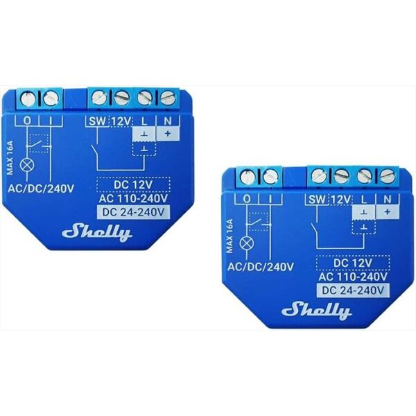shelly dispositivo automazione domestica plus1 two pac-blu