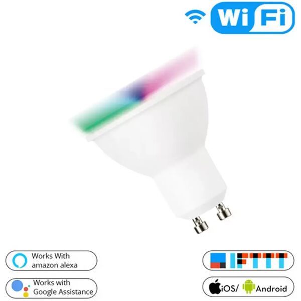 faretto led smart tuya gu10 5w wifi rgb + bianco temperatura colore regolabile m ledme