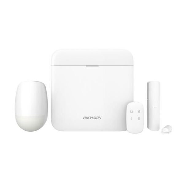 hikvision axpro ds-pwa64-kit-we kit allarme senza fili 868mhz axiom pro hub wireless antifurto casa 64 zone app mobile colore bianco