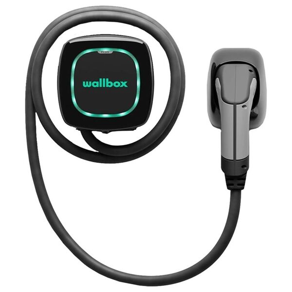 wallbox caricatore auto elettrica stazione pulsar plus 7,4 kw, connettore tipo 2 con cavo di 5 metri. connettività bluetooth e wi-fi nero