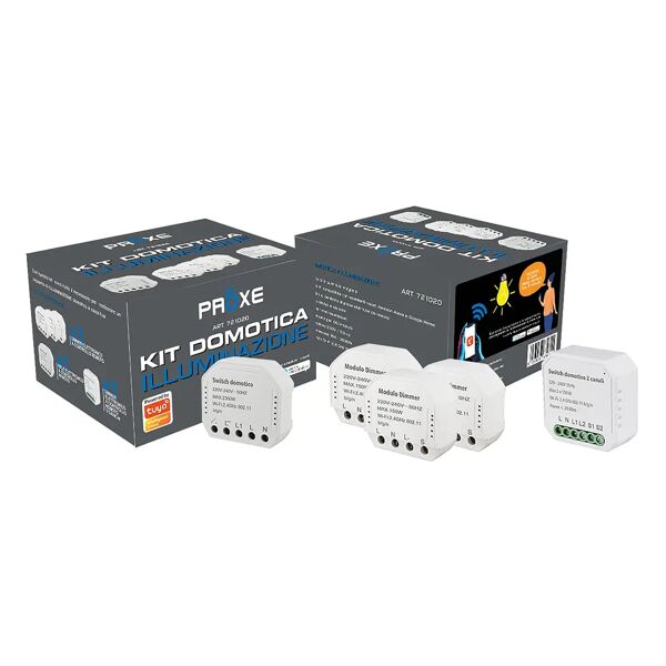 proxe kit  domotico 5 punti luce wi-fi tuya carico max 150w 230v sistemi vocali google alexa