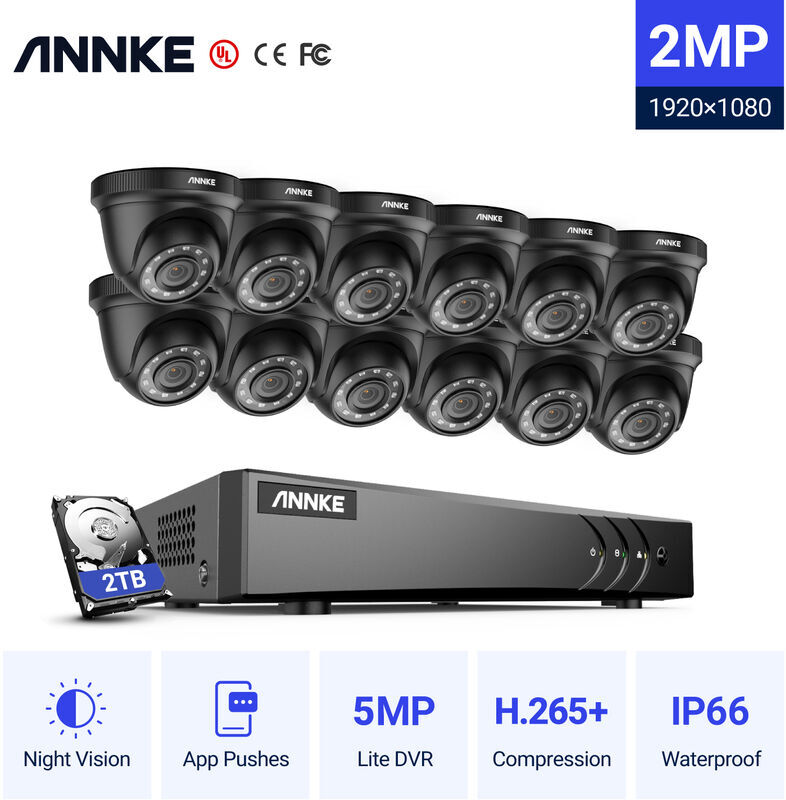 ANNKE Sistema di telecamere di sicurezza CCTV a 16 canali DVR 3MP 5-in-1 con