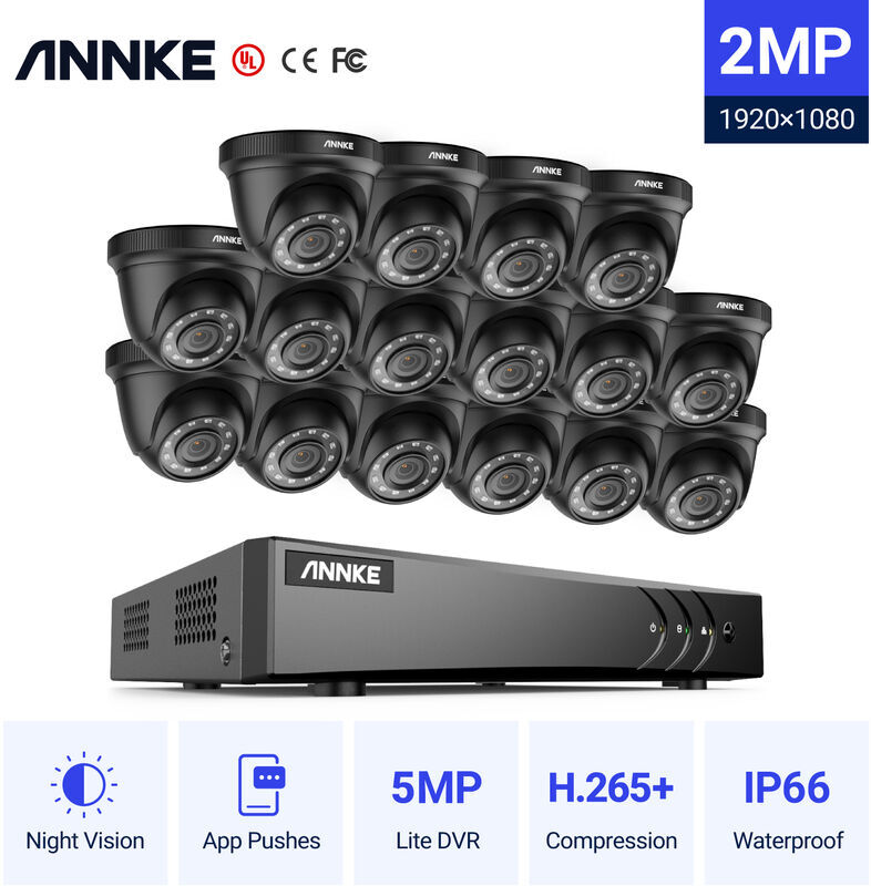 ANNKE Sistema di telecamere di sicurezza CCTV a 16 canali DVR 3MP 5-in-1 con