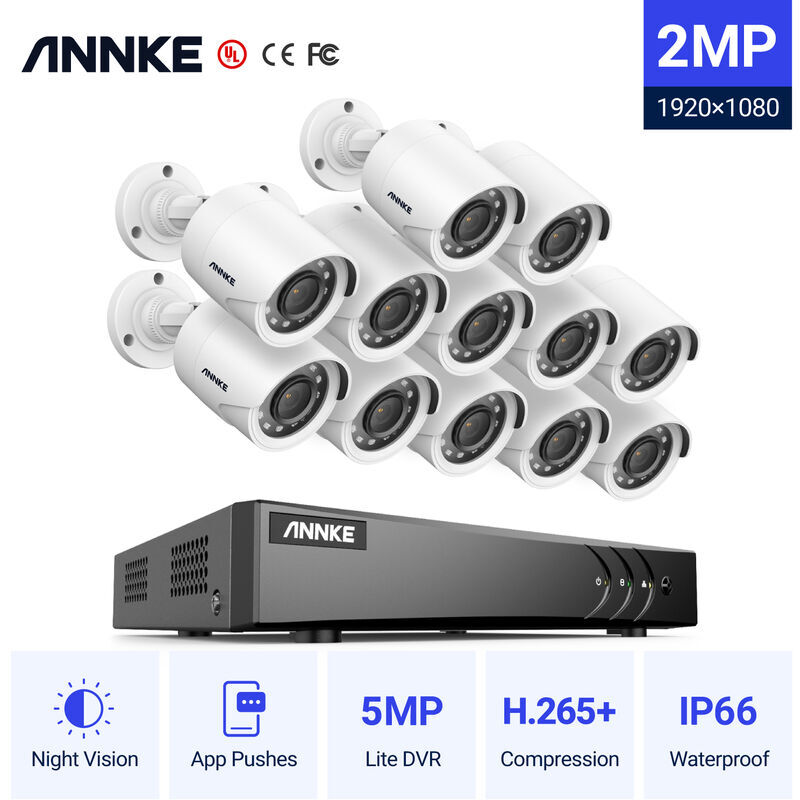 ANNKE Sistema di telecamere di sicurezza CCTV a 16 canali DVR 3MP 5-in-1 con