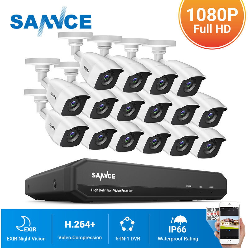 SANNCE Kit di videosorveglianza SANNCE Registratore DVR CCTV 5-in-1 con