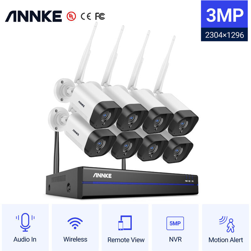 ANNKE Sistema di telecamere di sicurezza IP WiFi 8CH con 8 telecamere di