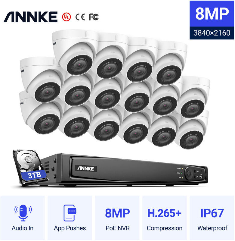 ANNKE Sistema di videosorveglianza di rete PoE 4K Ultra HD, NVR di