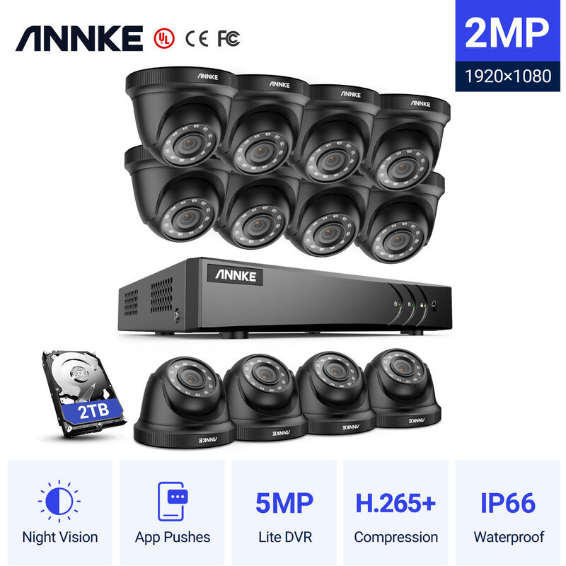 ANNKE Kit di videosorveglianza Sistema di telecamere di sicurezza CCTV a 16