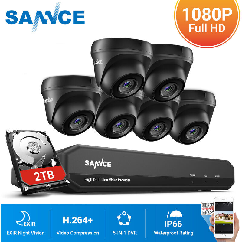 SANNCE Kit di videosorveglianza SANNCE Registratore DVR CCTV 5-in-1 con