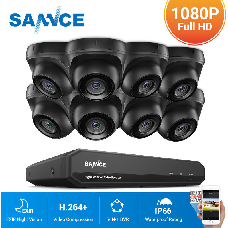 SANNCE Kit di videosorveglianza SANNCE Registratore DVR CCTV 5-in-1 con