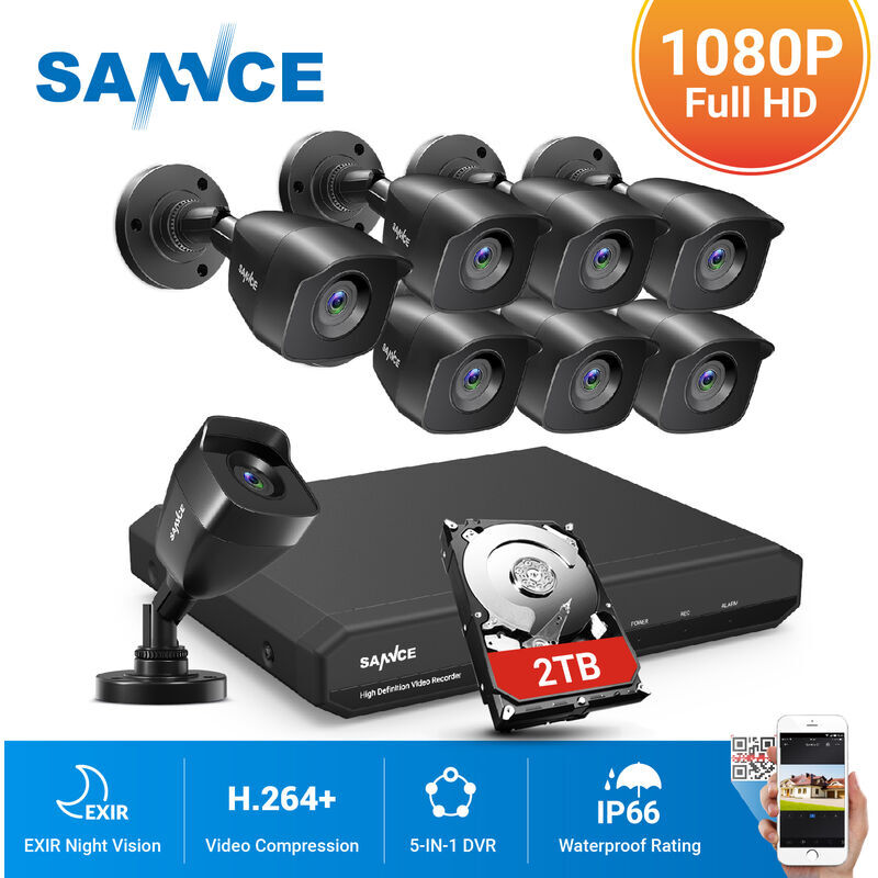 SANNCE Kit di videosorveglianza SANNCE Registratore DVR CCTV 5-in-1 con