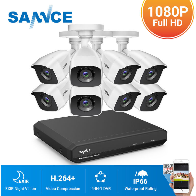 SANNCE Kit di videosorveglianza SANNCE Registratore DVR CCTV 5-in-1 con