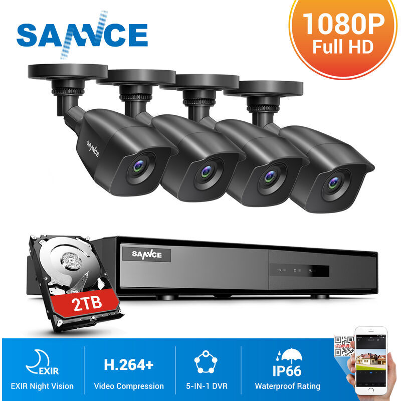 SANNCE Kit di videosorveglianza SANNCE Registratore DVR CCTV 5-in-1 con