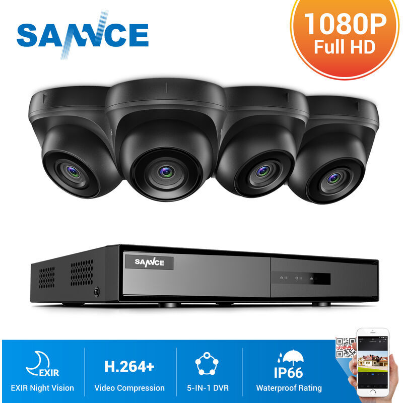 SANNCE Kit di videosorveglianza SANNCE Registratore DVR CCTV 5-in-1 con