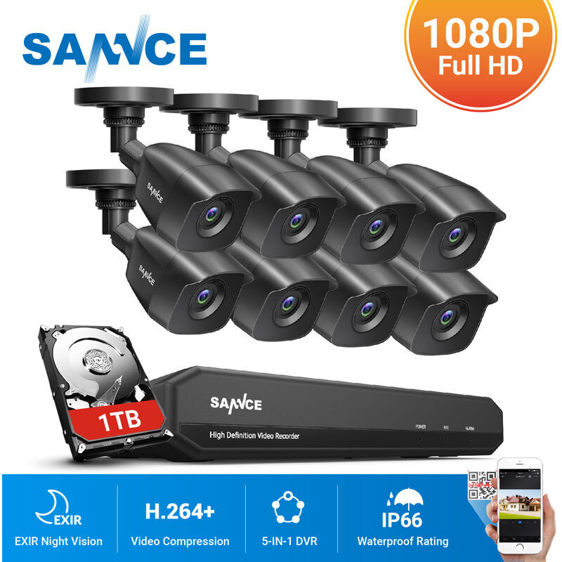 SANNCE Registratore DVR CCTV 5-in-1 con sistema di telecamere di