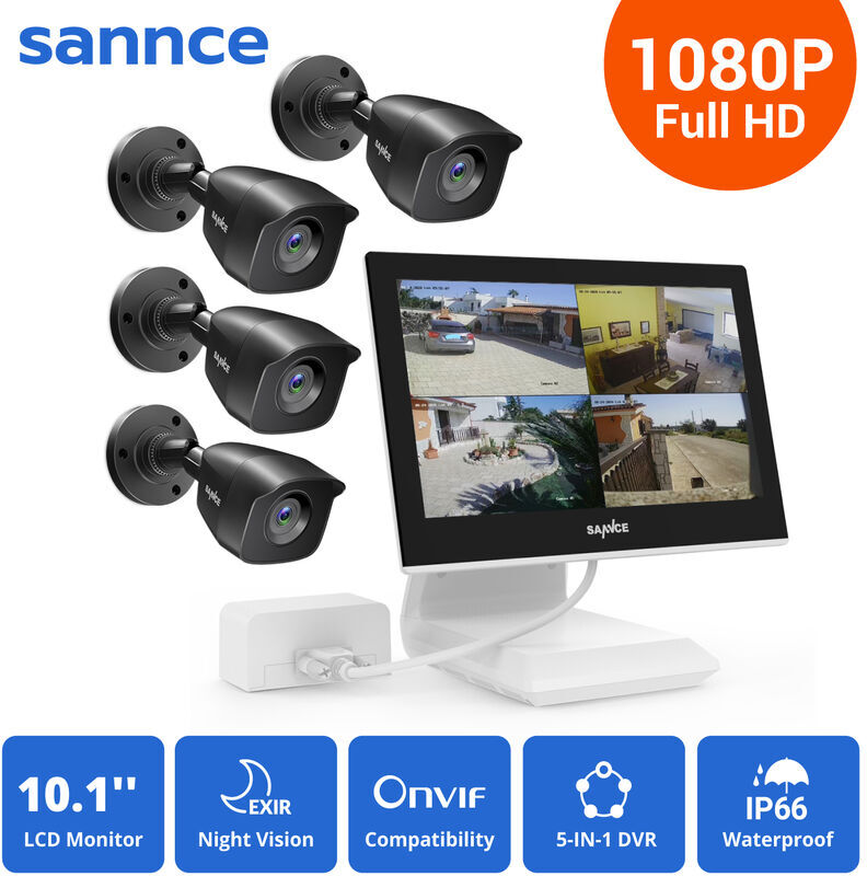 SANNCE Sistema di monitoraggio video 1080P con DVR combinato LCD da