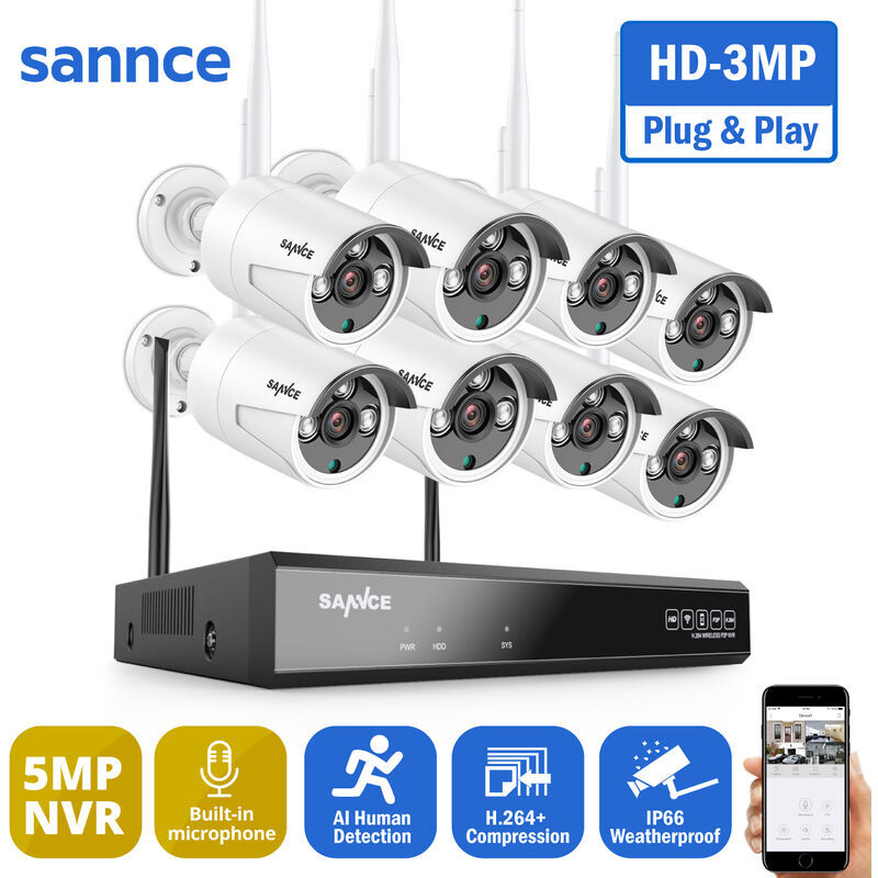 SANNCE Sistema di telecamere di sicurezza WiFi wireless 1080P con 8