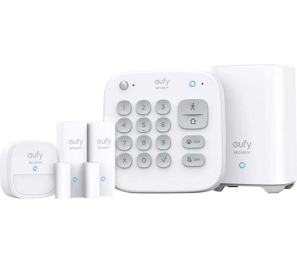 eufy Kit di allarme domestico da 5 pezzi security, sistema di sicurezza domestico, tastierino, sensore di movimento, 2 sensori di ingresso, controllo da app, collegamento a cam