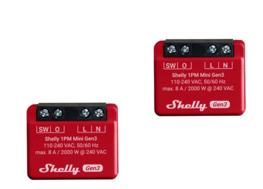 Shelly 1PM Mini Gen3 interruttore elettrico Interruttore intelligente 1P Rosso