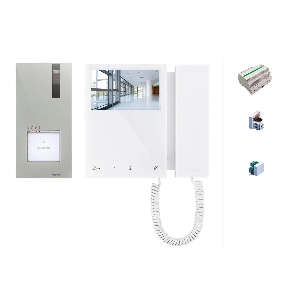 COMELIT Kit Videocitofonico  Quadra Da 1 A 4 Chiamate 2 Fili Monitor Mini A Colori Simplebus