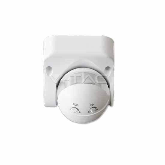 V-Tac Sensore Di Movimento Infrarossi Crepuscolare A Parete 180° Mod. Vt-8003 - Sku  4967 - Bianco