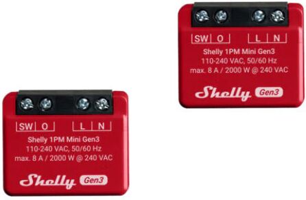 Shelly 1PM Mini Gen3 interruttore elettrico Interruttore intelligente 1P Rosso