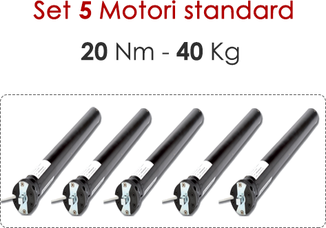 Rogiam Offerta 5 Motori per tapparelle e tende da sole 20 nm / 40 kg (set20n)