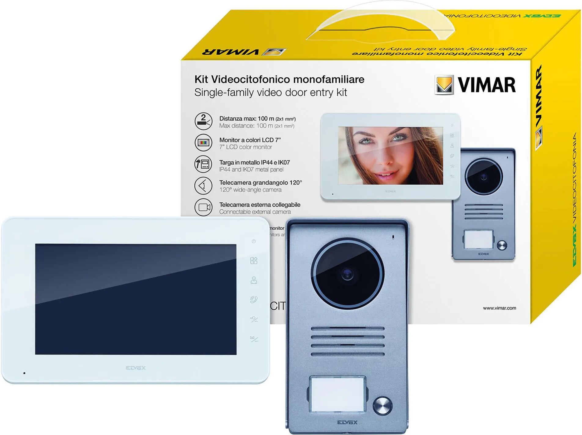 Tecnomat KIT VIDEOCITOFONICO VIMAR LCD 7" 2 FILI A COLORI CON ALIMENTATORE