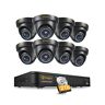 Anlapus 1080P Buiten CCTV Bewakingscamera Set met 2TB Harde Schijf 8CH 1080P TVI DVR met 8X 2MP Dome Camera voor Videobewaking Thuis80P TVI DVR met 8X 2MP dome camera voor Huis Videobewaking