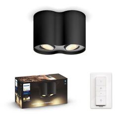 Philips Hue Pillar dobbel spot m/fjernkontroll White Ambiance - Svart