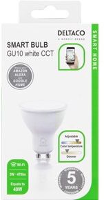 Deltaco Smart GU10, WiFI, 4.5W, 2700K-6500K, dimbar