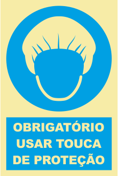 Default Sinal De Obrigação De Uso Touca De Protecção - Fotoluminescente (150mmx200mm)