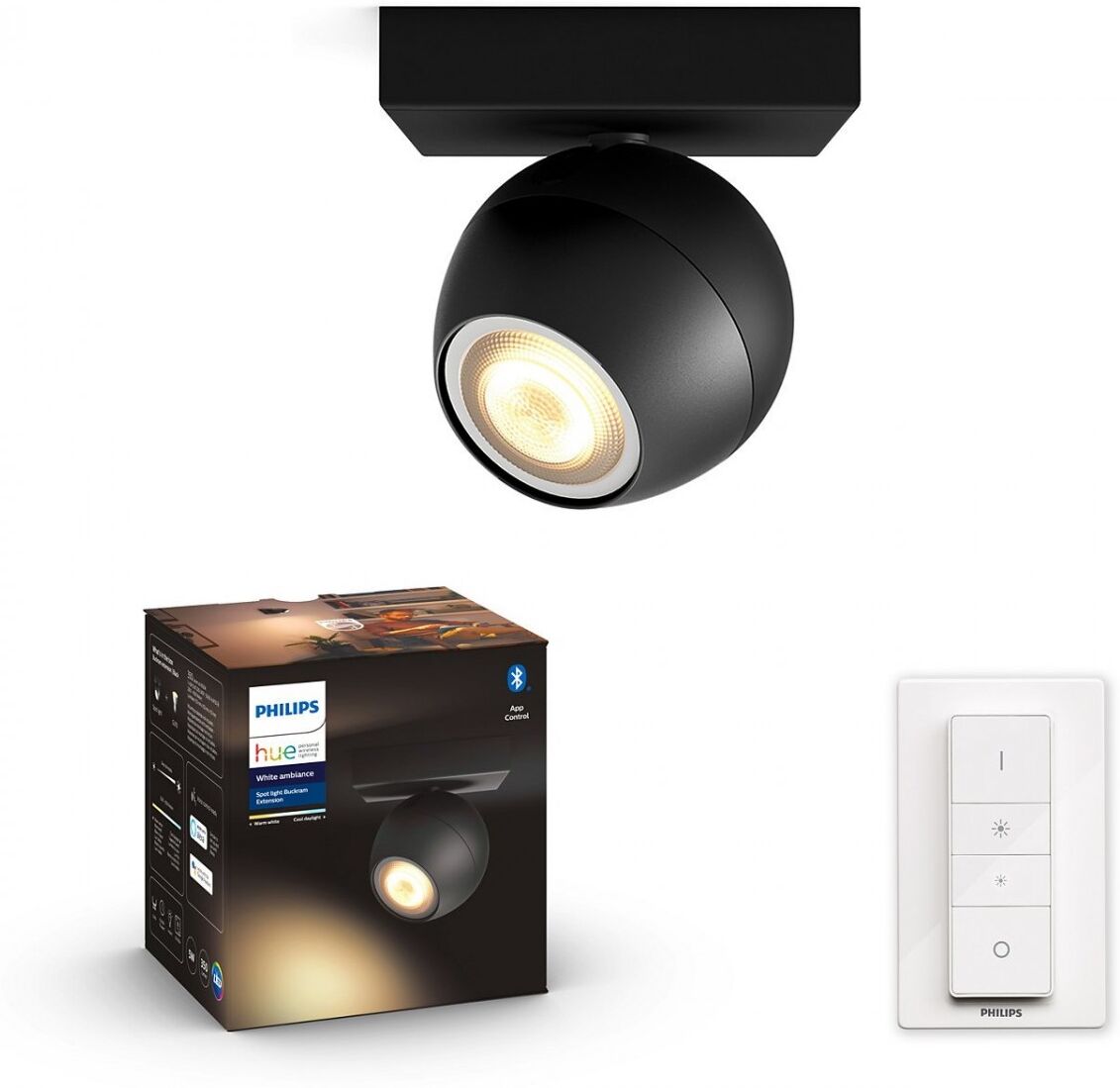 Philips Hue 50471/30 / P6 LED bodová lampa Buckram 1x5,5W   GU10   2200-6500K - Bluetooth, s diaľkovým ovládačom