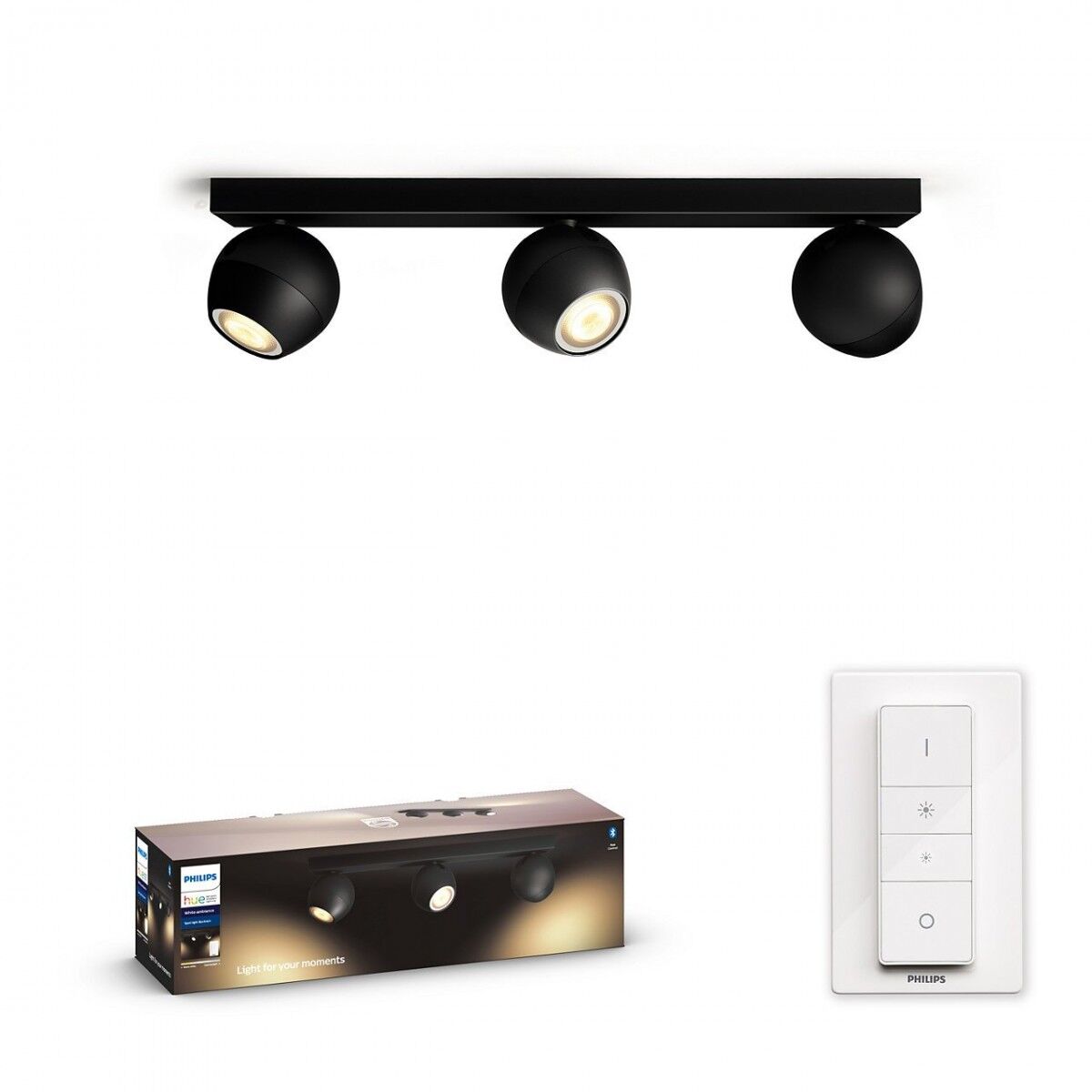 Philips Hue 50473/30 / P6 LED bodové svietidlo Buckram 3x5,5W   GU10   2200-6500K - Bluetooth, s diaľkovým ovládačom