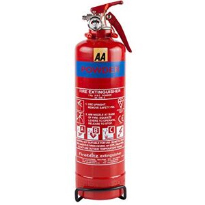 AA 1kg Fire Extinguisher AA6653 – Uses ABC Powder Small Fires – Lightweight Easy Use UK Made 5 Yr Warranty, 1000 g, Red