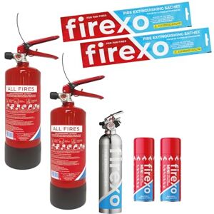 Firexo Home Fire Safety Pack - Multipurpose Fire Extinguisher Pack for ALL FIRES