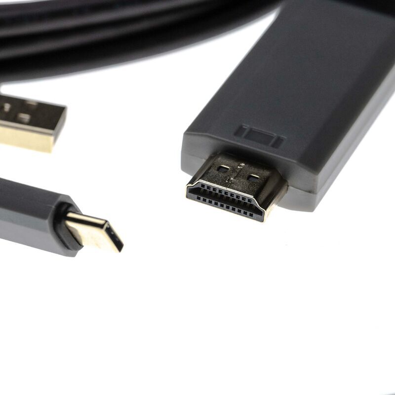 Hdmi Cable usb Data Cable 2in1 Charger (Y-Cable usb c 3.1 + usb a 2.0 to hdmi Plug) e.g. compatible with Samsung Galaxy Note 8 - 2m - Vhbw