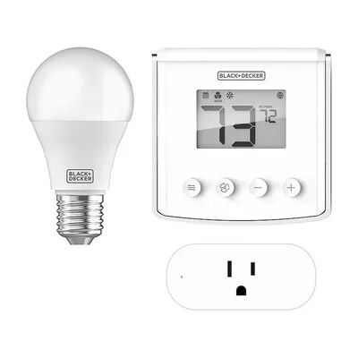 Black & Decker BDXSKSW01 Smart Home Kit with Smart Thermostat, Light, and Plug, White