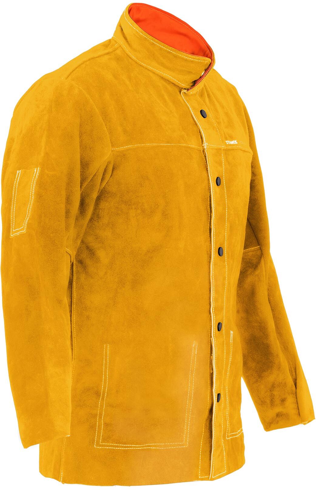 Stamos Welding Group Veste de soudeur en cuir croute de bovin - Jaune - Taille M SWJ02M