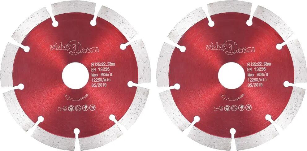 vidaXL Disques de coupe diamantés 2 pcs Acier 125 mm