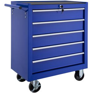 tectake Werkzeugwagen mit 5 Schubladen - blau